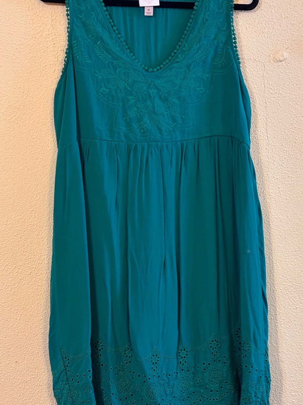 Knox Rose Teal Embroidered Eyelet High-Low Boho Dress Size M NWOT